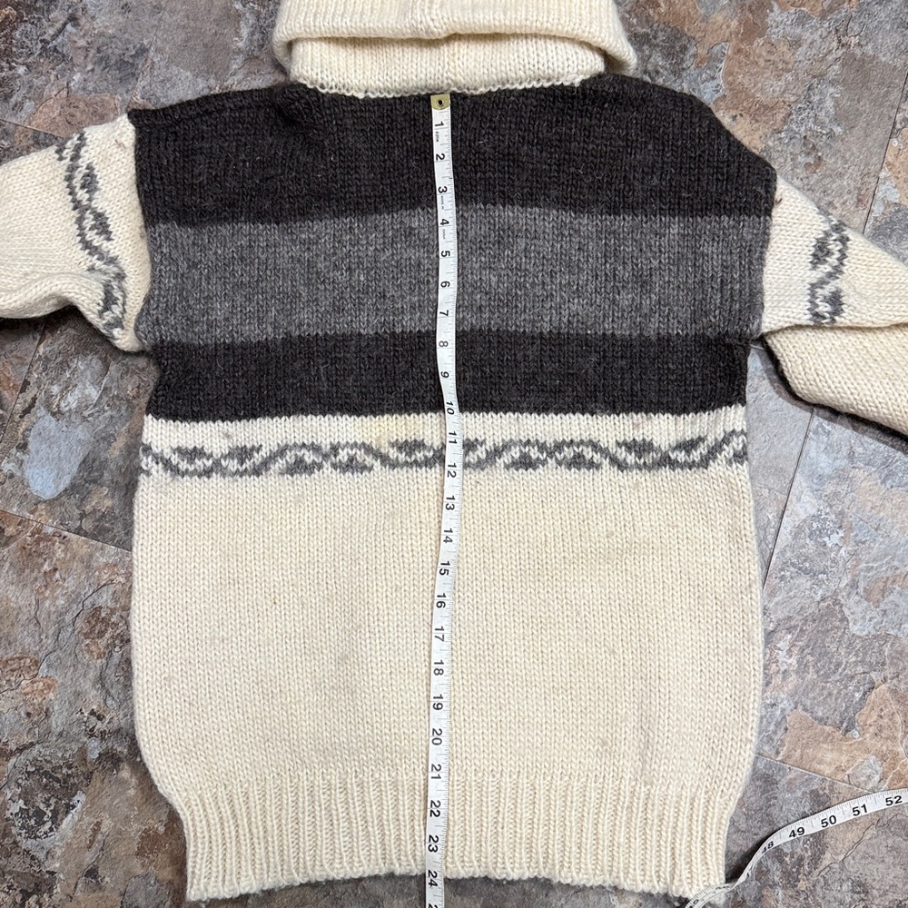 Men's Turtleneck Sweater - Cream and Black - Picture 5 of 6